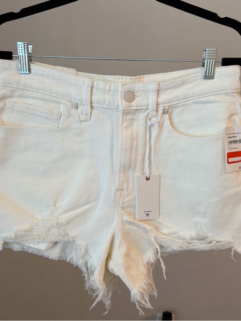 Good American Frayed Hem Denim Shorts